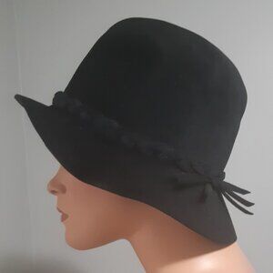 Black Wool Floppy Brimmed Fedora Hat Classy